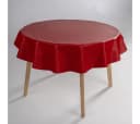 laro Wachstuch-Tischdecke Rot Leinenoptik Rund 140cm Bild 3