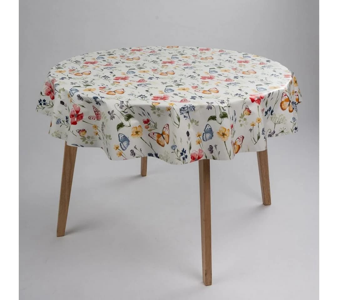 laro Wachstuch-Tischdecke Rund 140cm Floral - Bild 3