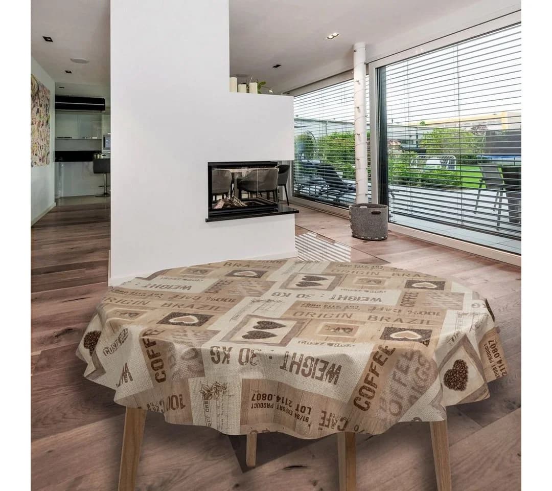 Laro Tischdecke Wachstuch-Tischdecken Kaffee Herzen Rund 140cm - Bild 2