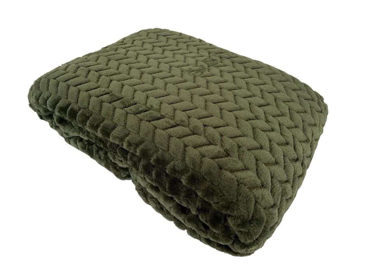 VewoTex Wohndecke Jacquard Kuscheldecke Olivgrün Flanell XL - Bild 2