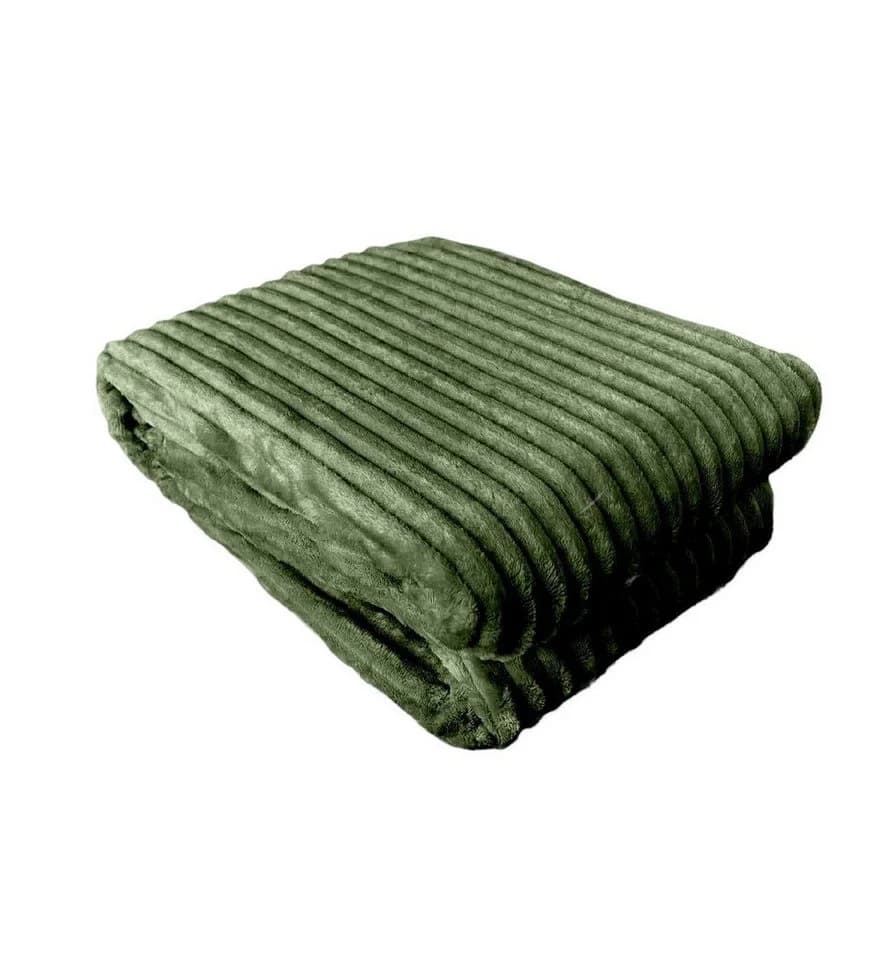 VewoTex Wohndecke Kuscheldecke Cord-Optik Antipilling Olivgrün - Bild 2