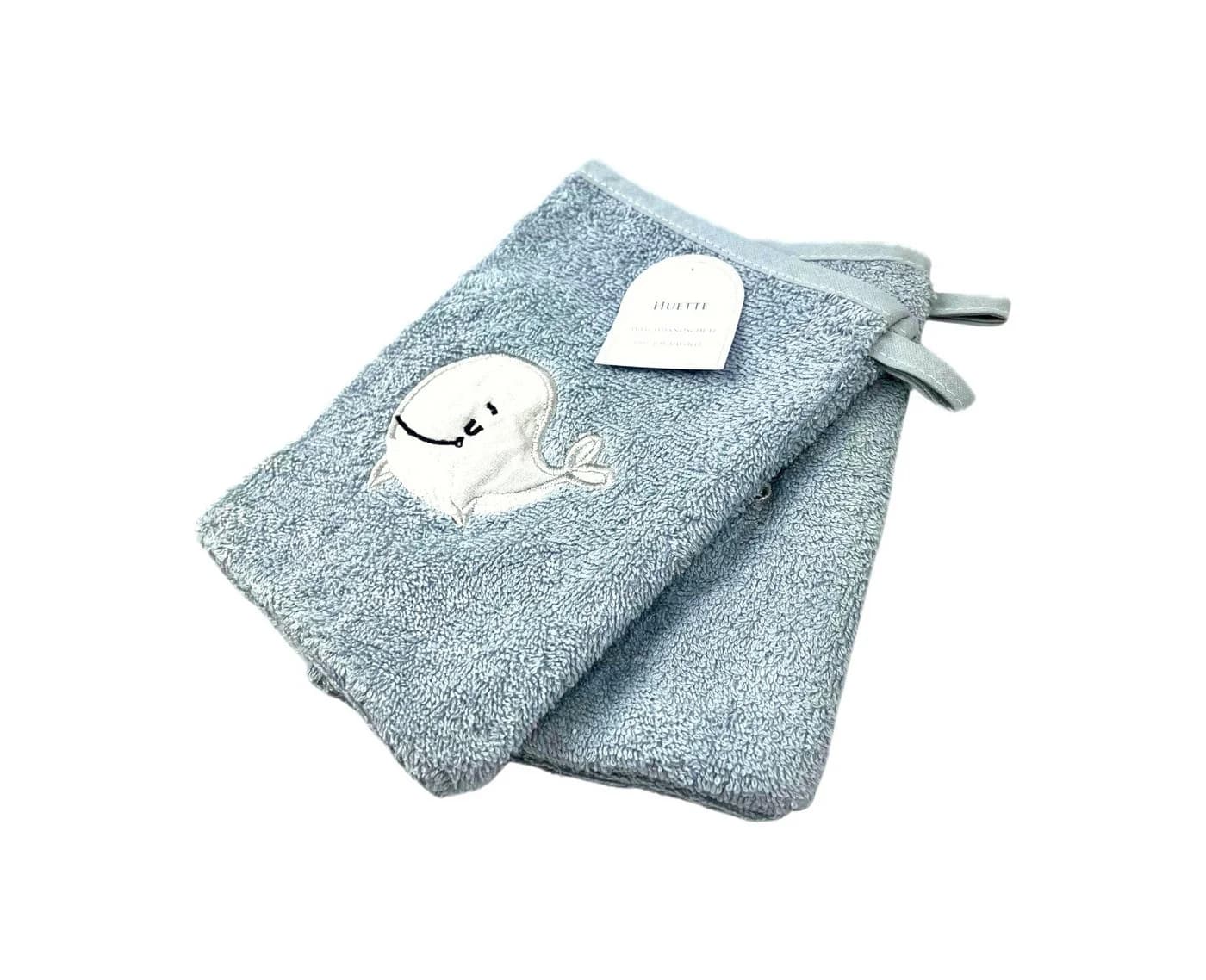VewoTex Baby Waschhandschuhe 2er Pack Baumwolle Blau Wal - Bild 2