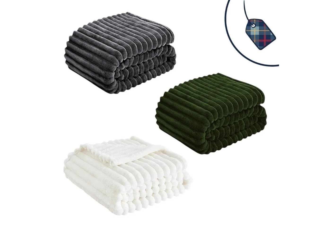 VewoTex Wohndecke Premium Kuscheldecke Cord Optik Olivgrün