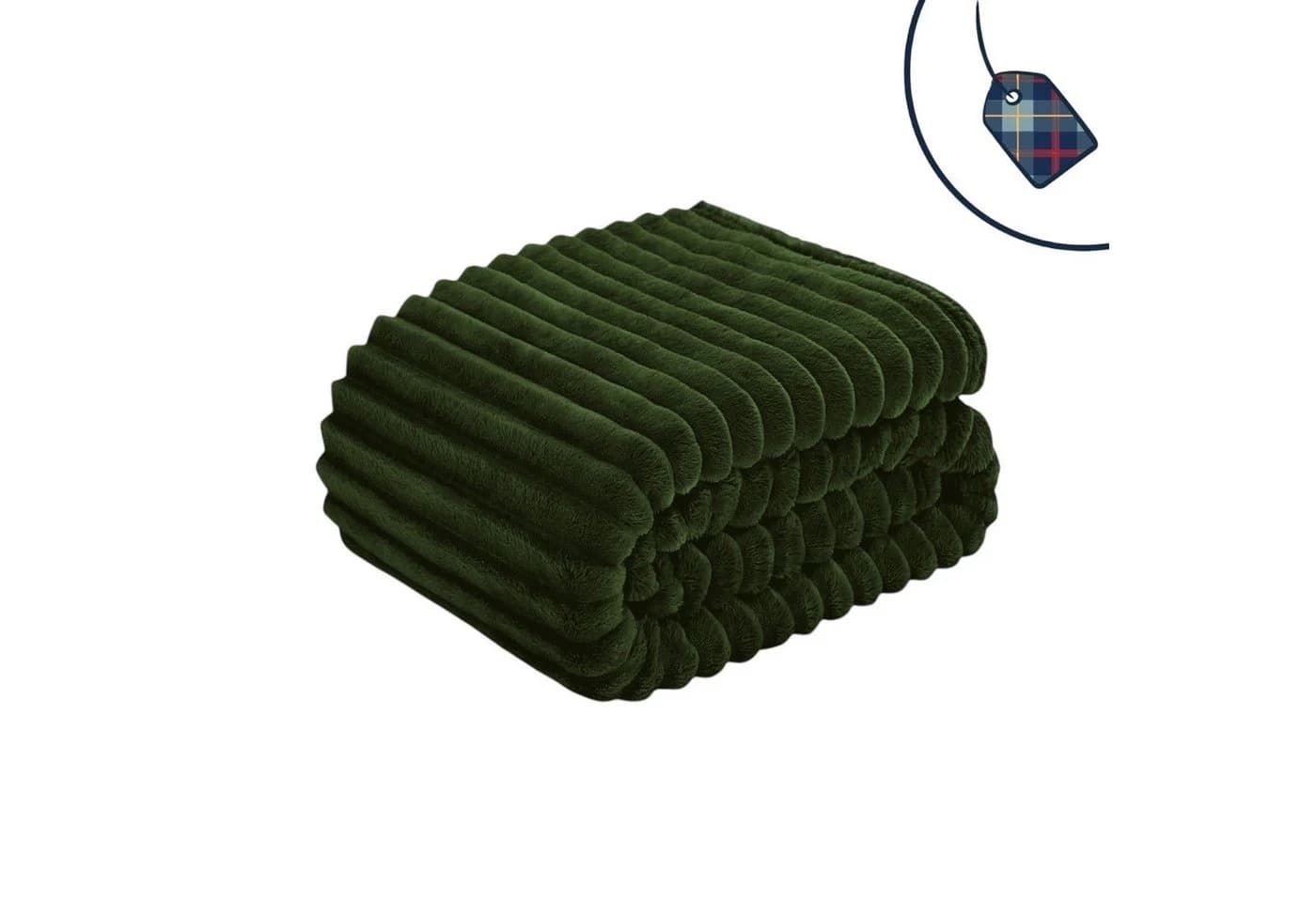 VewoTex Wohndecke Premium Kuscheldecke Cord Optik Olivgrün - Bild 2