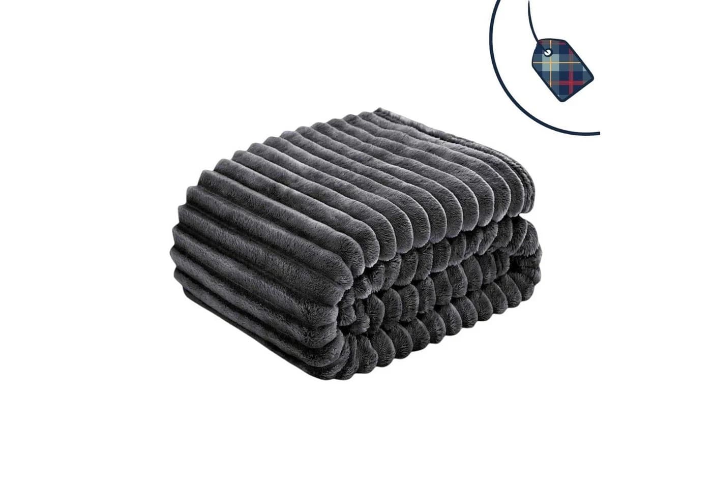 VewoTex Wohndecke Premium Kuscheldecke Cord Optik Olivgrün - Bild 3