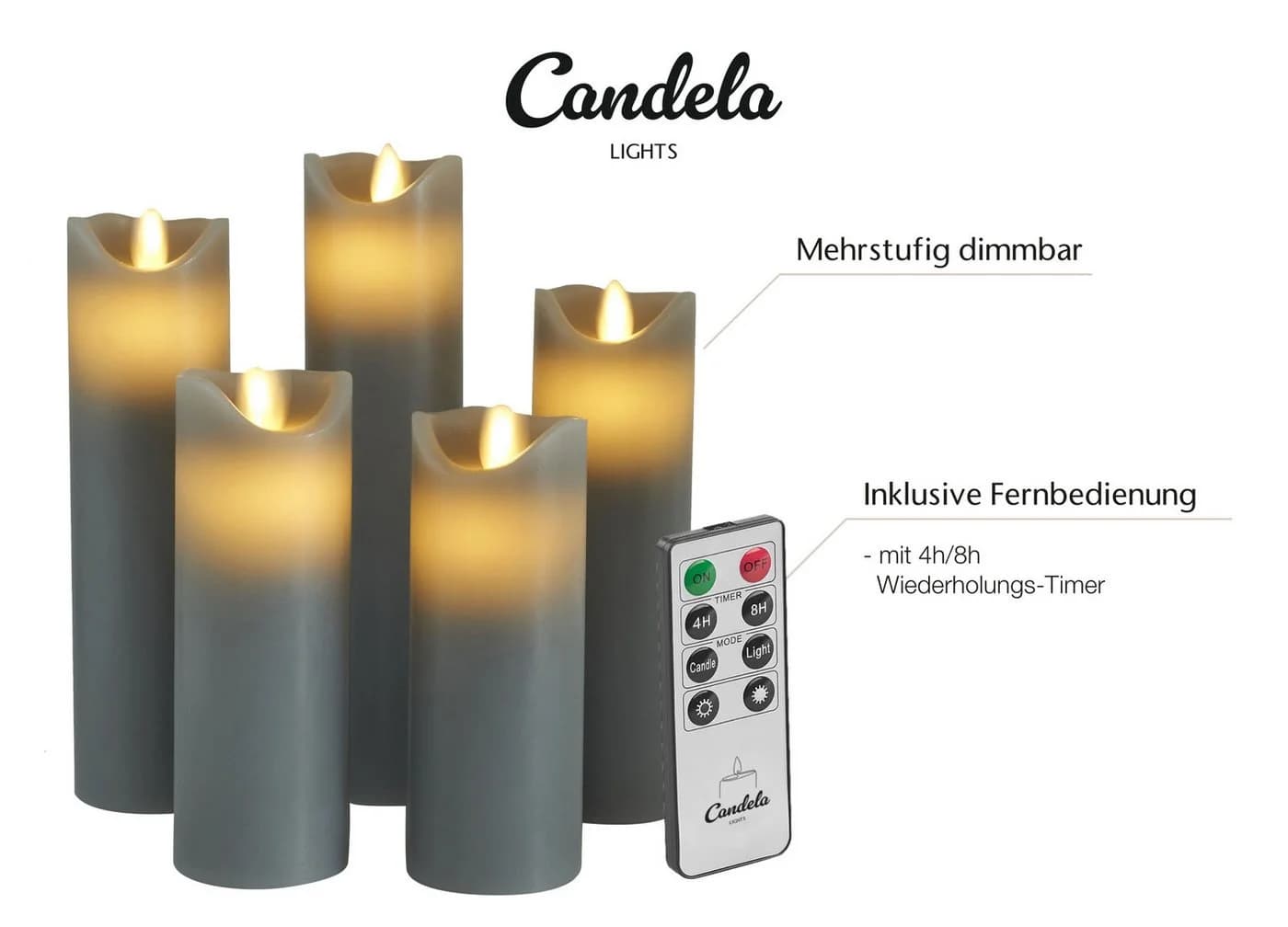 LC Home LED-Kerze Set Echtwachs Timerfunktion Fernbedienung LED Kerzen Dimmbar - Bild 5