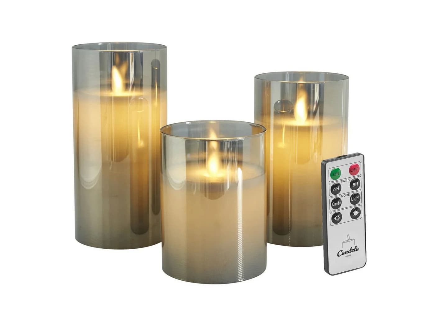 Candela Lights Festival LED Echtwachs-Kerzen 3er-Set Gold/Grau - Bild 2