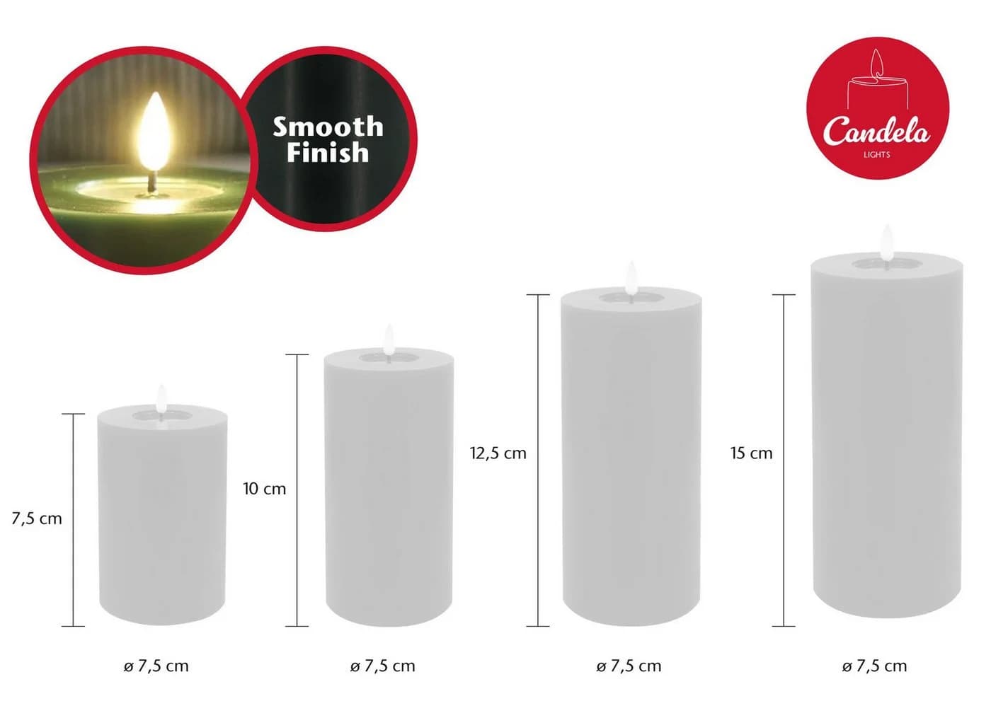 LC Home LED-Kerze Candela Lights 4er Set Echtwachs mit Kerzenteller - Bild 4