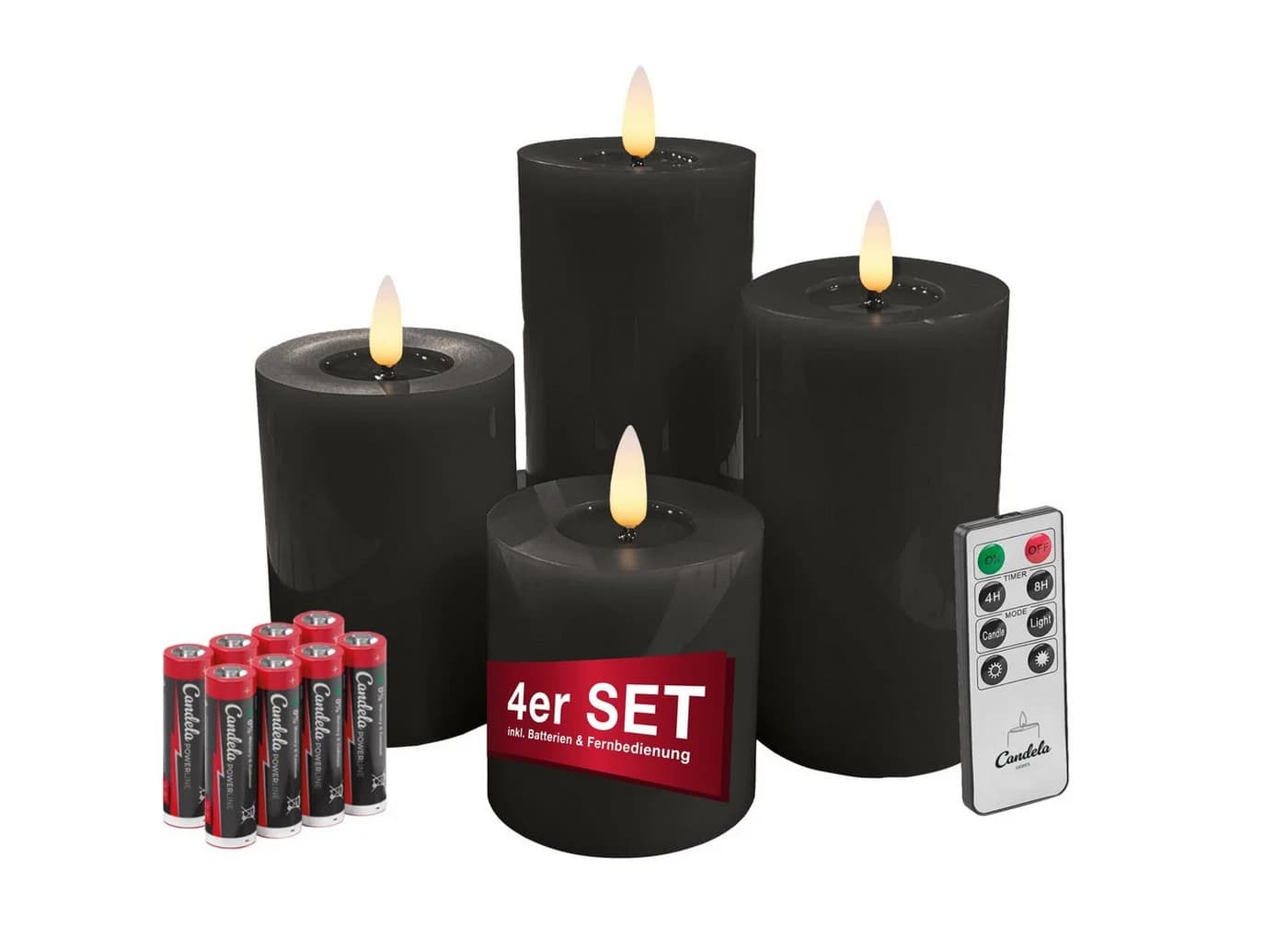 LC Home LED-Kerze Candela Lights LED Kerzen Echtwachs 4er-Set mit Fernbedienung Batterien Timerfunktion Dimmbar - Bild 2