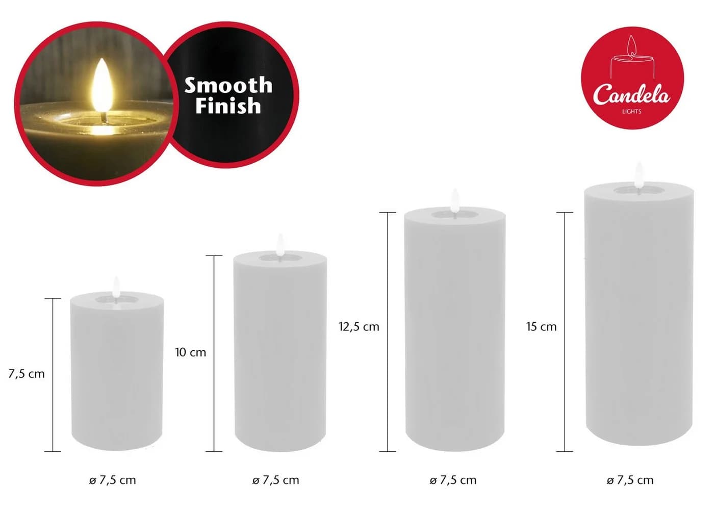 LC Home LED-Kerze Candela Lights LED Kerzen Echtwachs 4er-Set mit Fernbedienung Batterien Timerfunktion Dimmbar - Bild 4