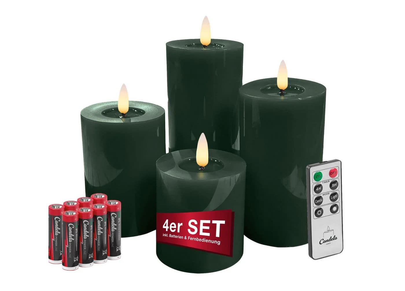 LC Home LED-Kerzen 4er-Set Echtwachs Schwarz mit Fernbedienung - Bild 2