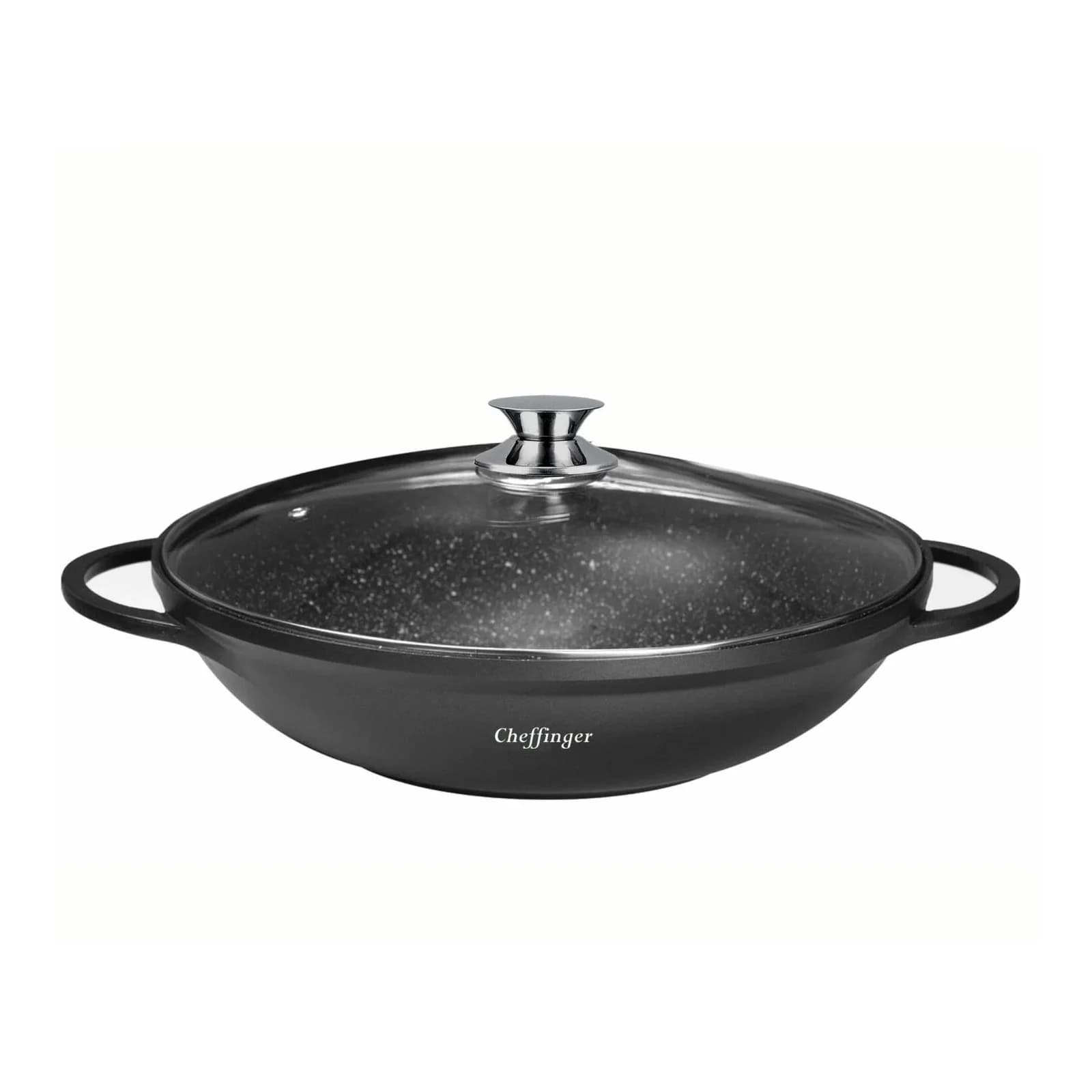Cheffinger WOK Wokpfanne 40cm Aluguss mit Deckel
