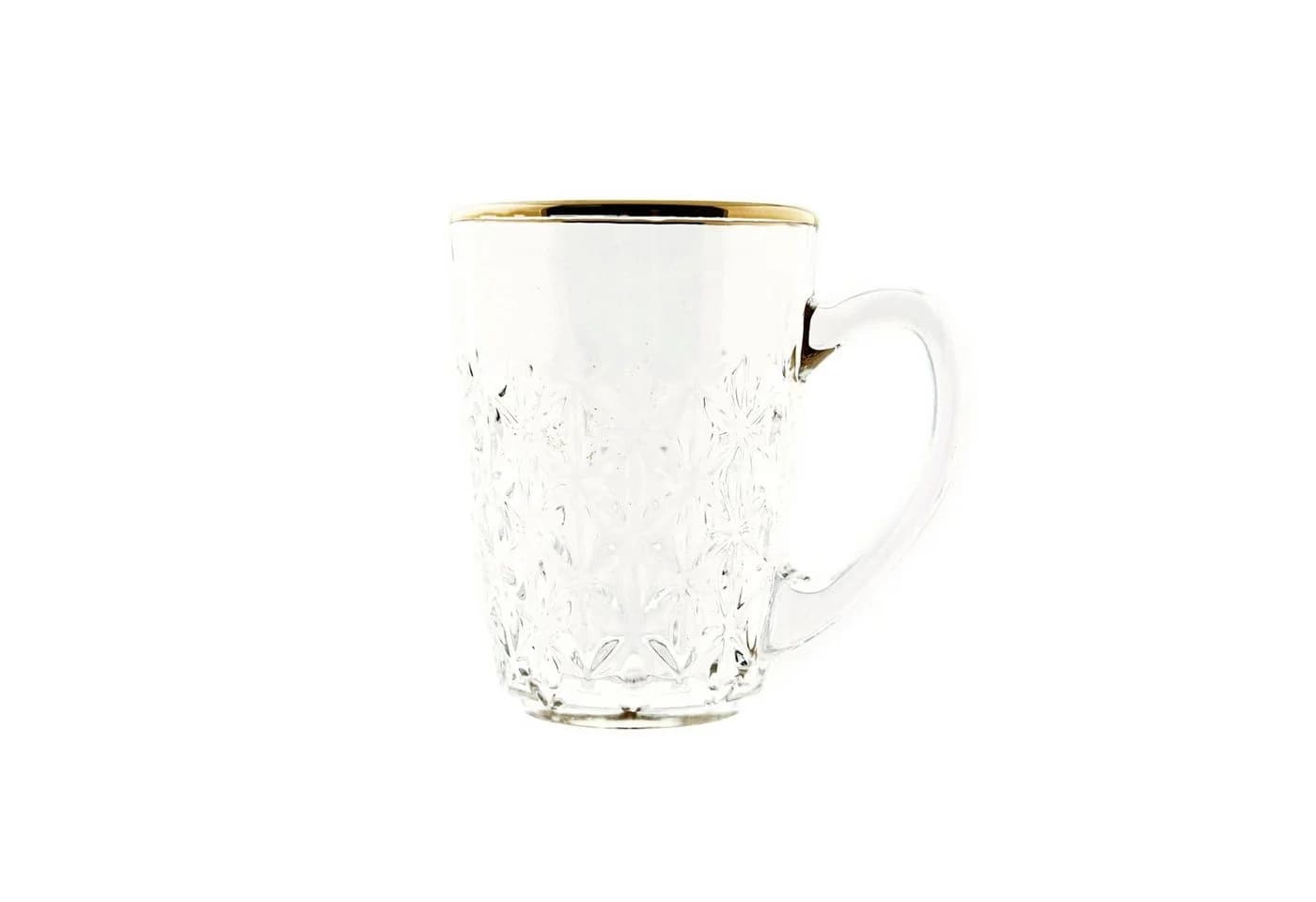 Sunay Teeglas 6er Set mit Henkel Gold Umrandung Transparent
