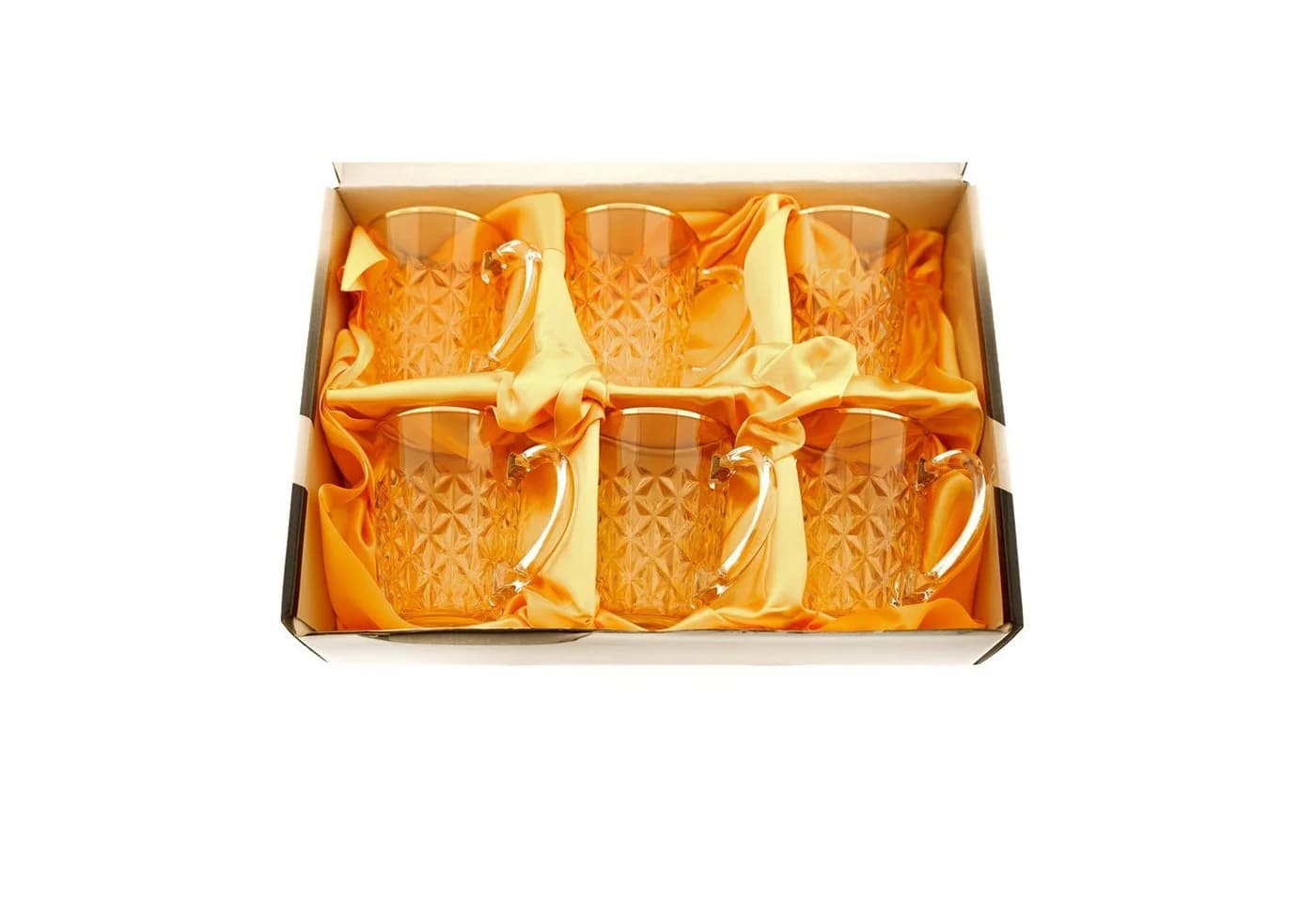 Sunay Teeglas 6er Set mit Henkel Gold Umrandung Transparent - Bild 4