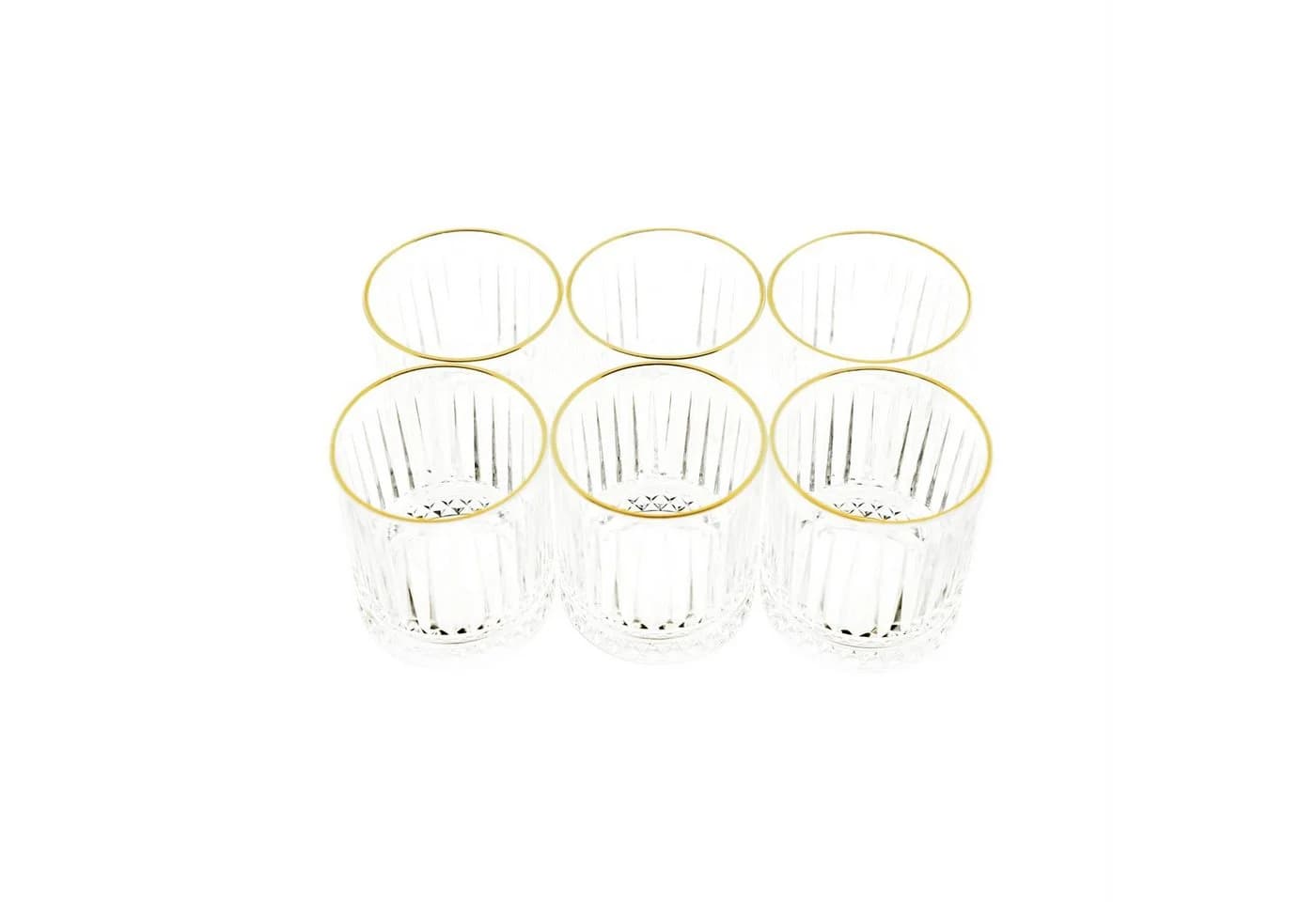 Almina Glas Elisa 6-tlg. Set mit Goldumrandung und Riffle Design - Bild 3