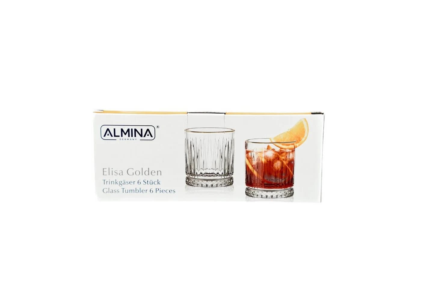 Almina Glas Elisa 6-tlg. Set mit Goldumrandung und Riffle Design - Bild 4