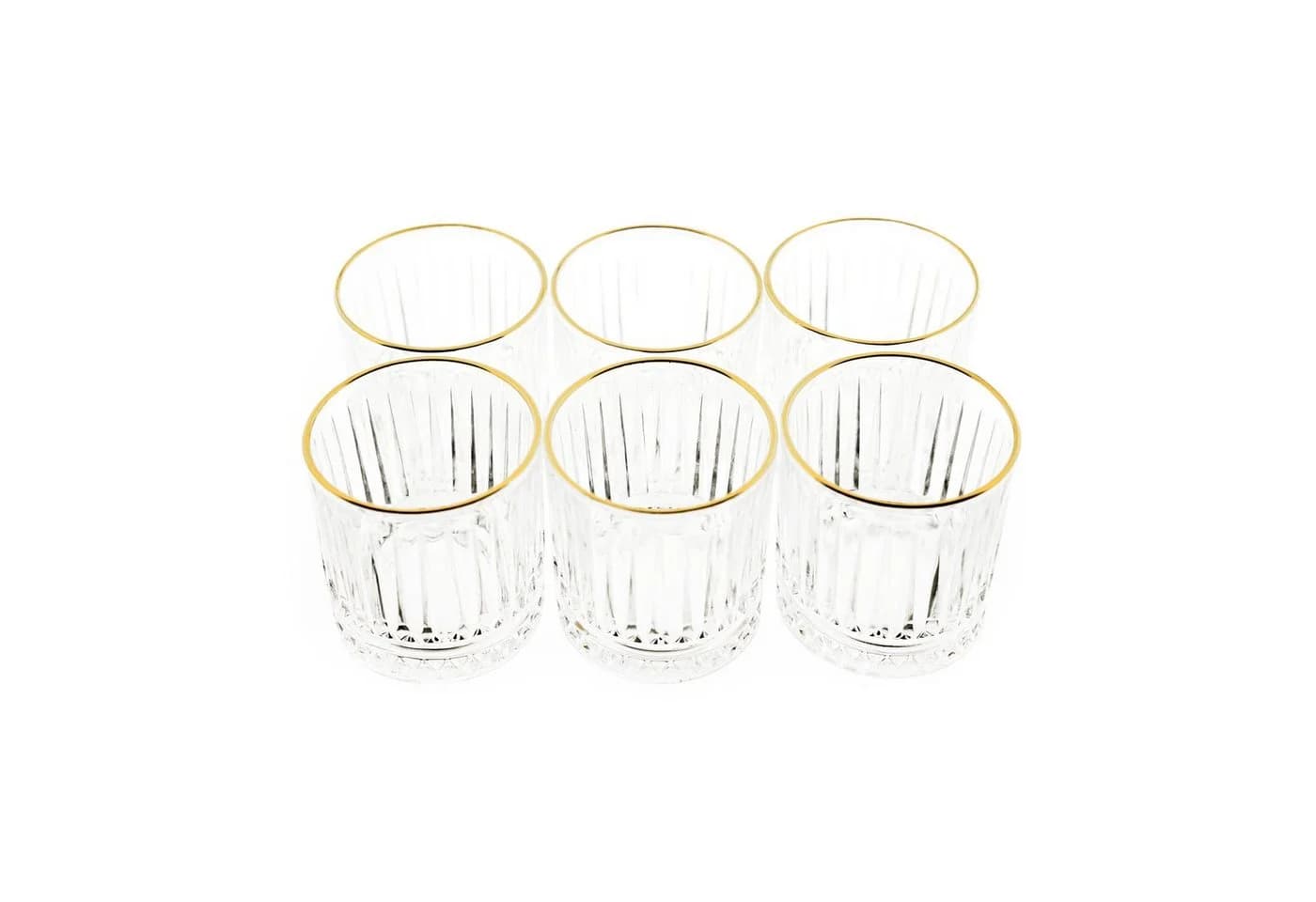 Almina Trinkgläser Set 6-tlg. 240 ml Goldumrandung Riffle Design - Bild 3
