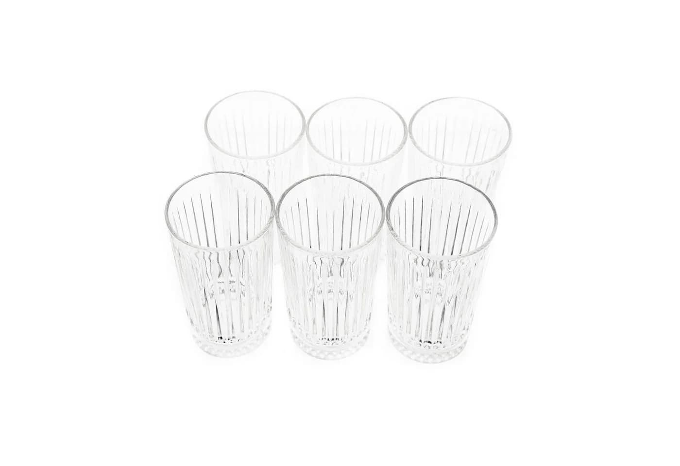 Almina Longdrinkglas Elisa 6-tlg. Glas-Set mit Riffle Design 300 ml - Bild 3