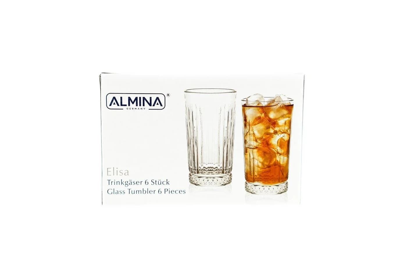 Almina Longdrinkglas Elisa 6-tlg. Glas-Set mit Riffle Design 300 ml - Bild 4