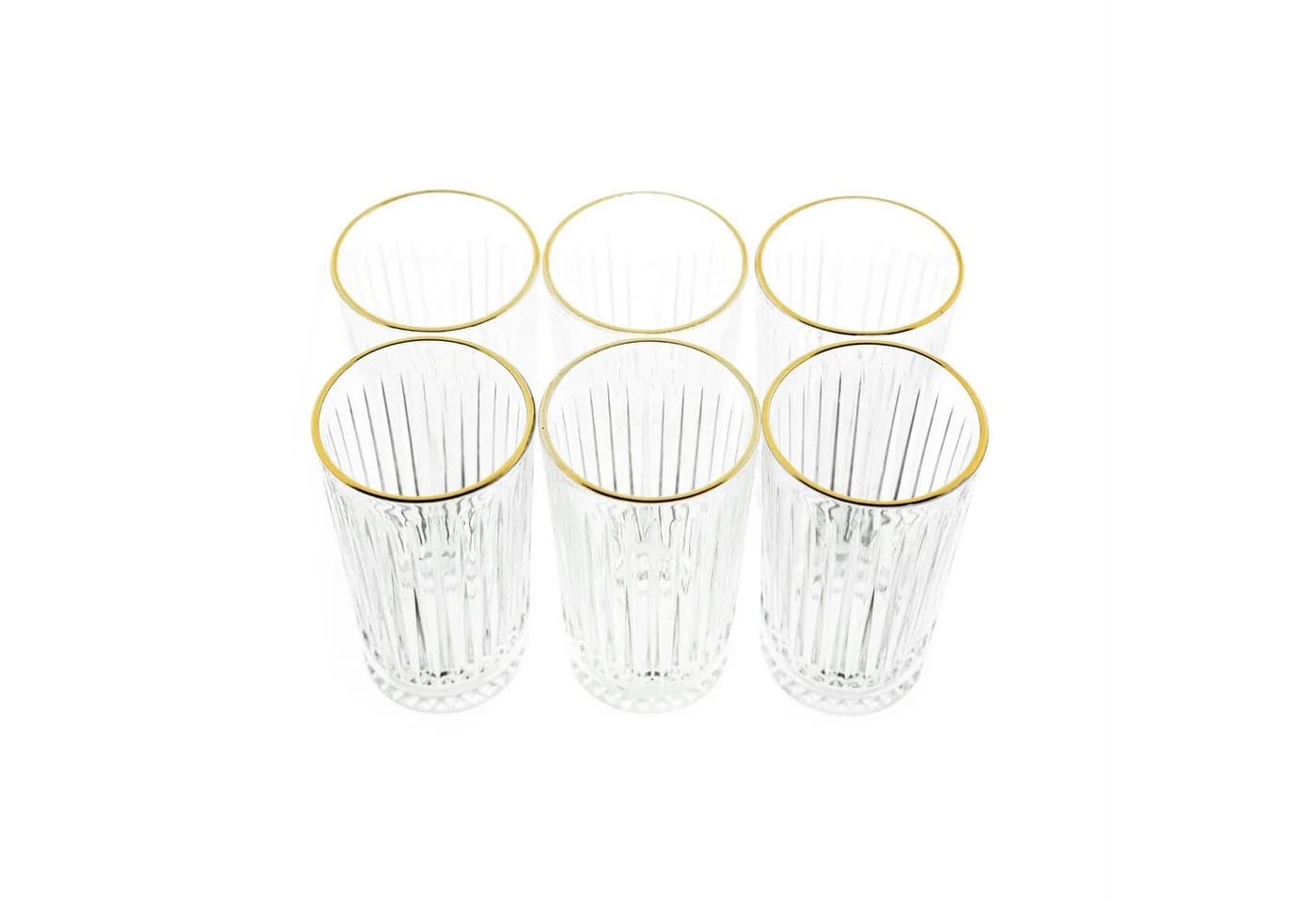 Almina Trinkgläser-Set 6-tlg. Goldumrandung Riffle Design - Bild 3