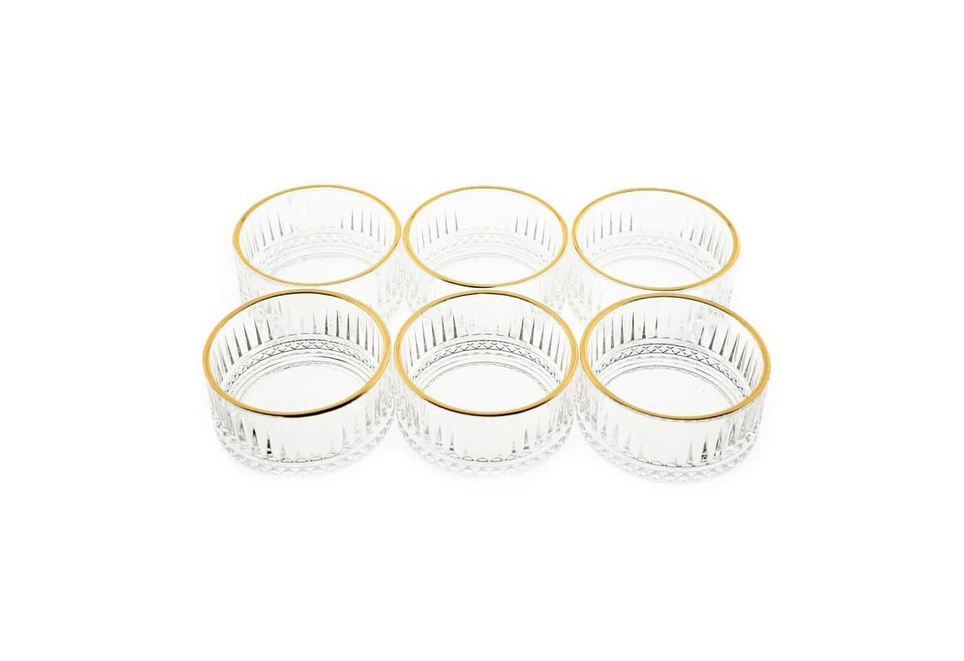 Almina Glasschalen-Set 6-tlg. Elisa mit Riffle Design & Goldumrandung - Bild 3