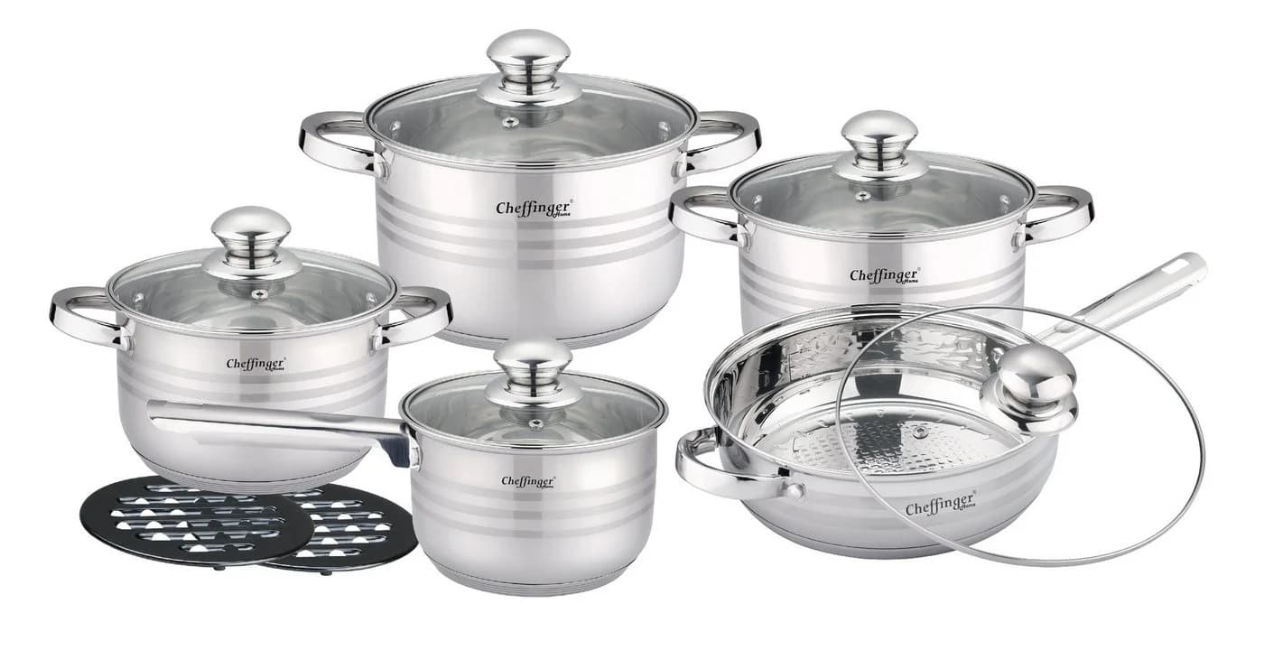 Cheffinger Topf-Set XXL 12-tlg. Edelstahl Kochgeschirrset Induktion - Bild 2