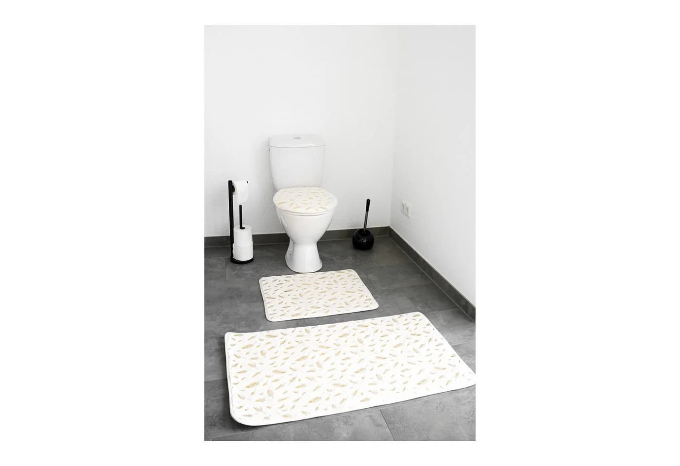 Almina Badematten-Set Harmonie 3-tlg. Rutschfest Polyester Braun