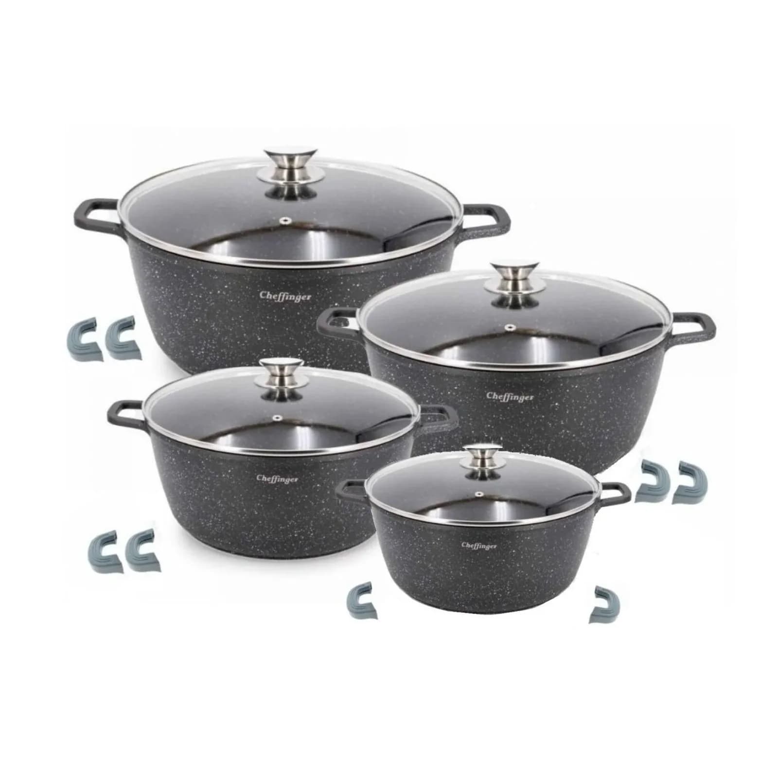 8-tlg. Kochtopf-Set Induktion Antihaft Marmor 20-32cm