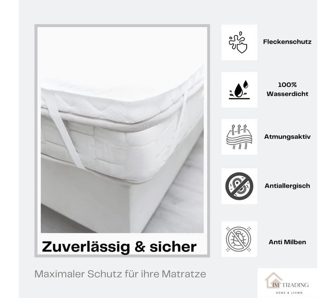 COFI 1453 Matratzenschoner Wasserdicht Weiß mit 4 Eckgummi - Bild 5