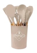 Cheffinger Kochbesteck-Set 12-tlg. Beige Silikon Holzgriff Bild 2