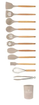 Cheffinger Kochbesteck-Set 12-tlg. Beige Silikon Holzgriff Bild 3
