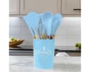 Cheffinger Kochbesteck-Set 12-tlg. Silikon Holzgriff blau Bild 1