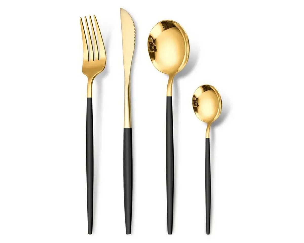 Cheffinger Besteck-Set Gold 24-tlg. für 6 Personen Edelstahl