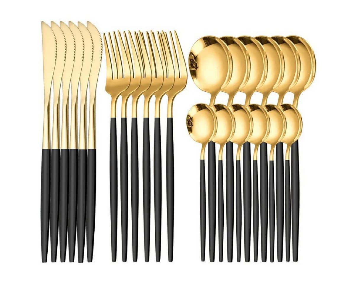 Cheffinger Besteck-Set Gold 24-tlg. für 6 Personen Edelstahl - Bild 2
