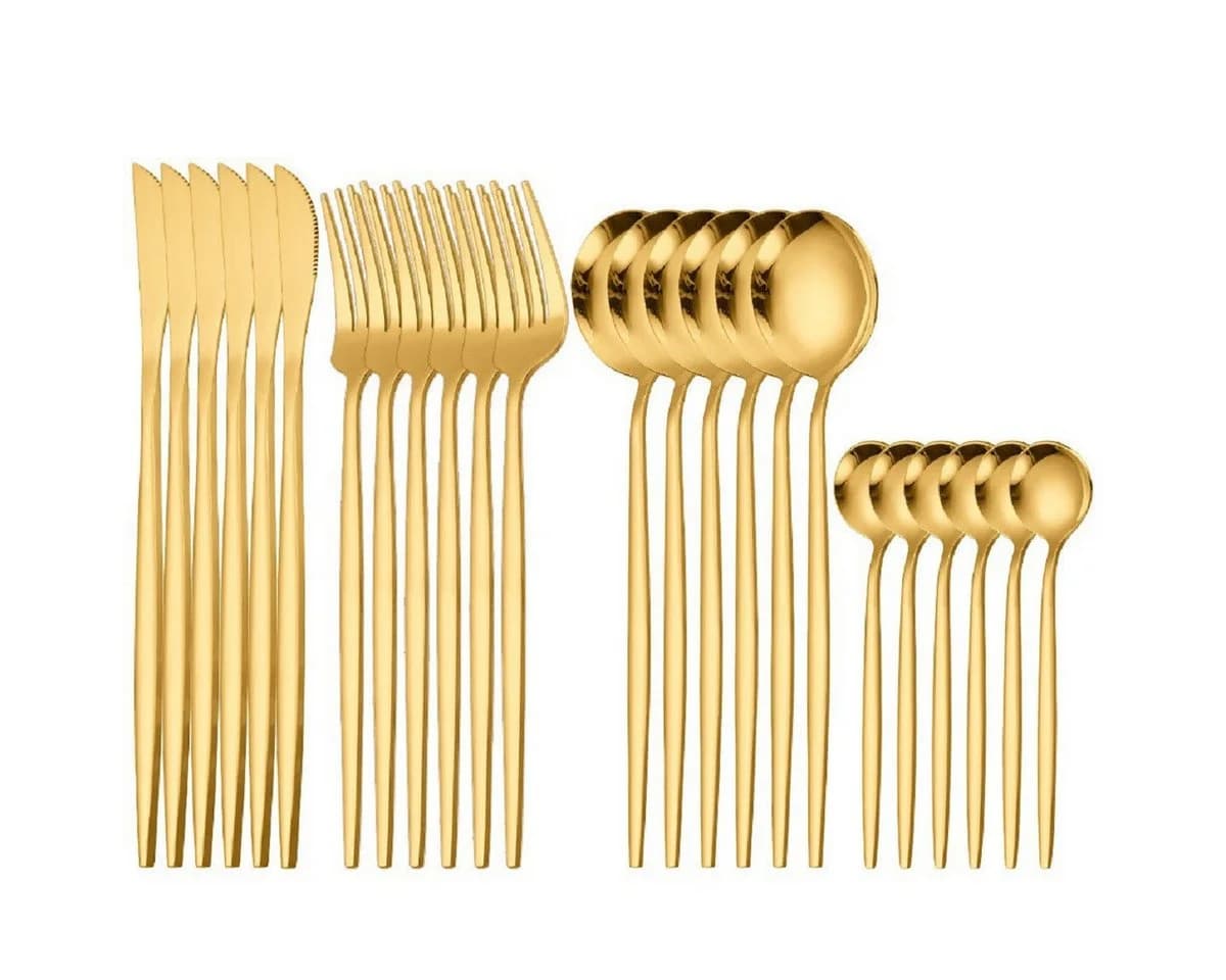 Cheffinger Besteck-Set 24-tlg. Gold Edelstahl 6 Personen - Bild 2