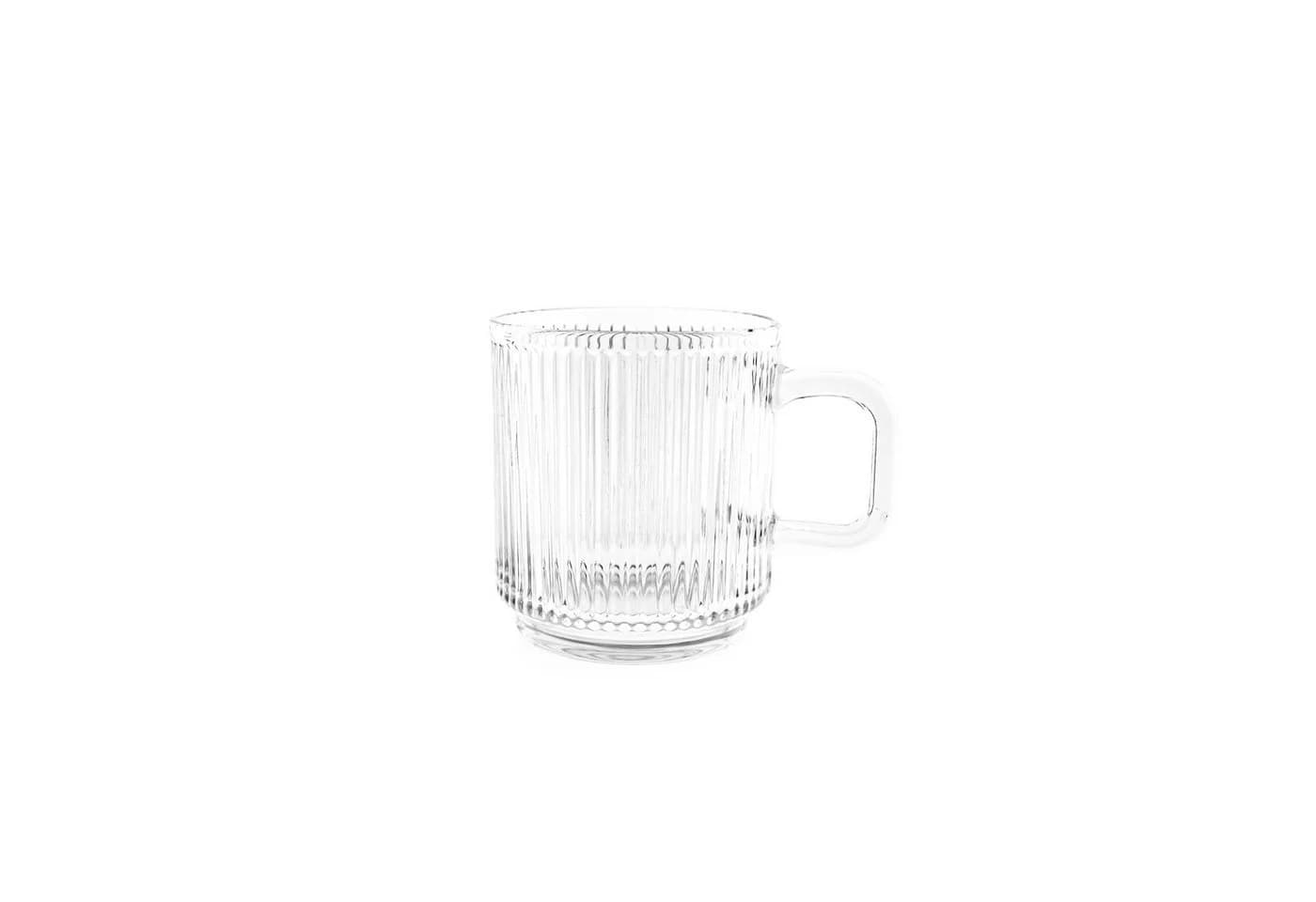 Almina 6-teiliges Trinkglas-Set mit Henkel 360 ml Riffel-Design