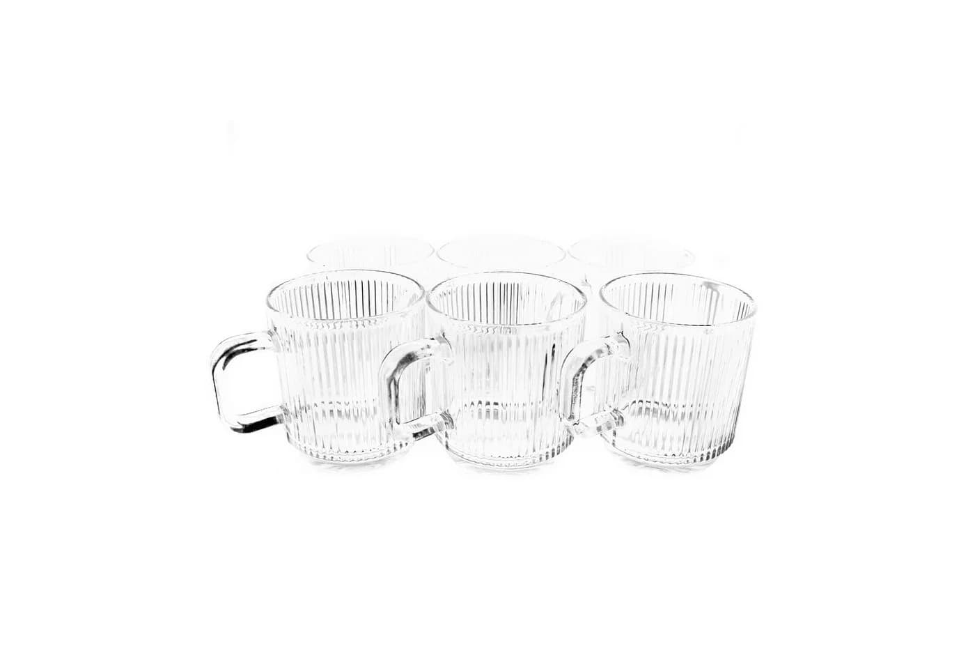 Almina 6-teiliges Trinkglas-Set mit Henkel 360 ml Riffel-Design - Bild 4