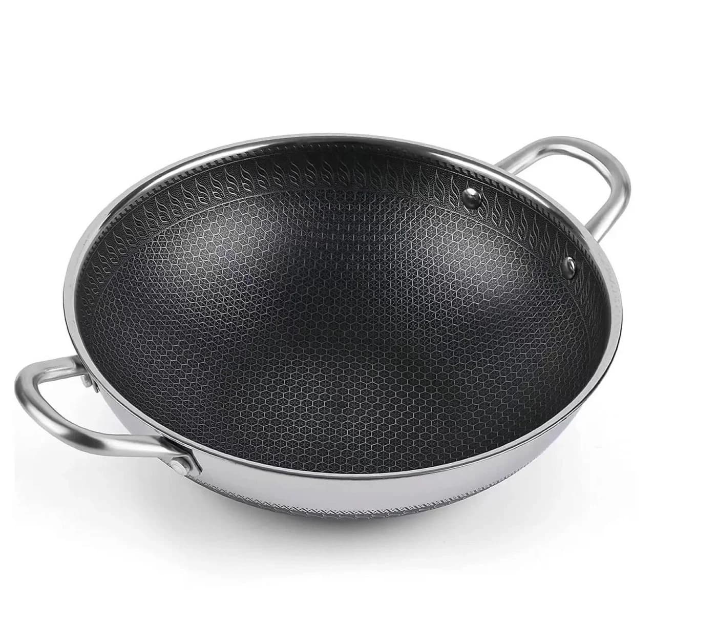Cheffinger Wok Topf Edelstahl 36cm Wabenstruktur Antihaft Induktion - Bild 3