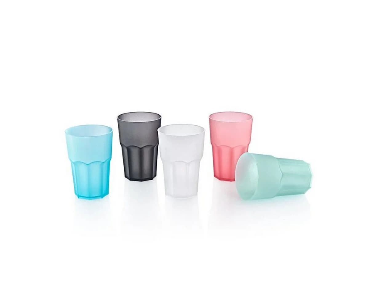 hobby life Becher Set 5-tlg. 480ml GLASSY CUP Cocktail Design Kunststoff