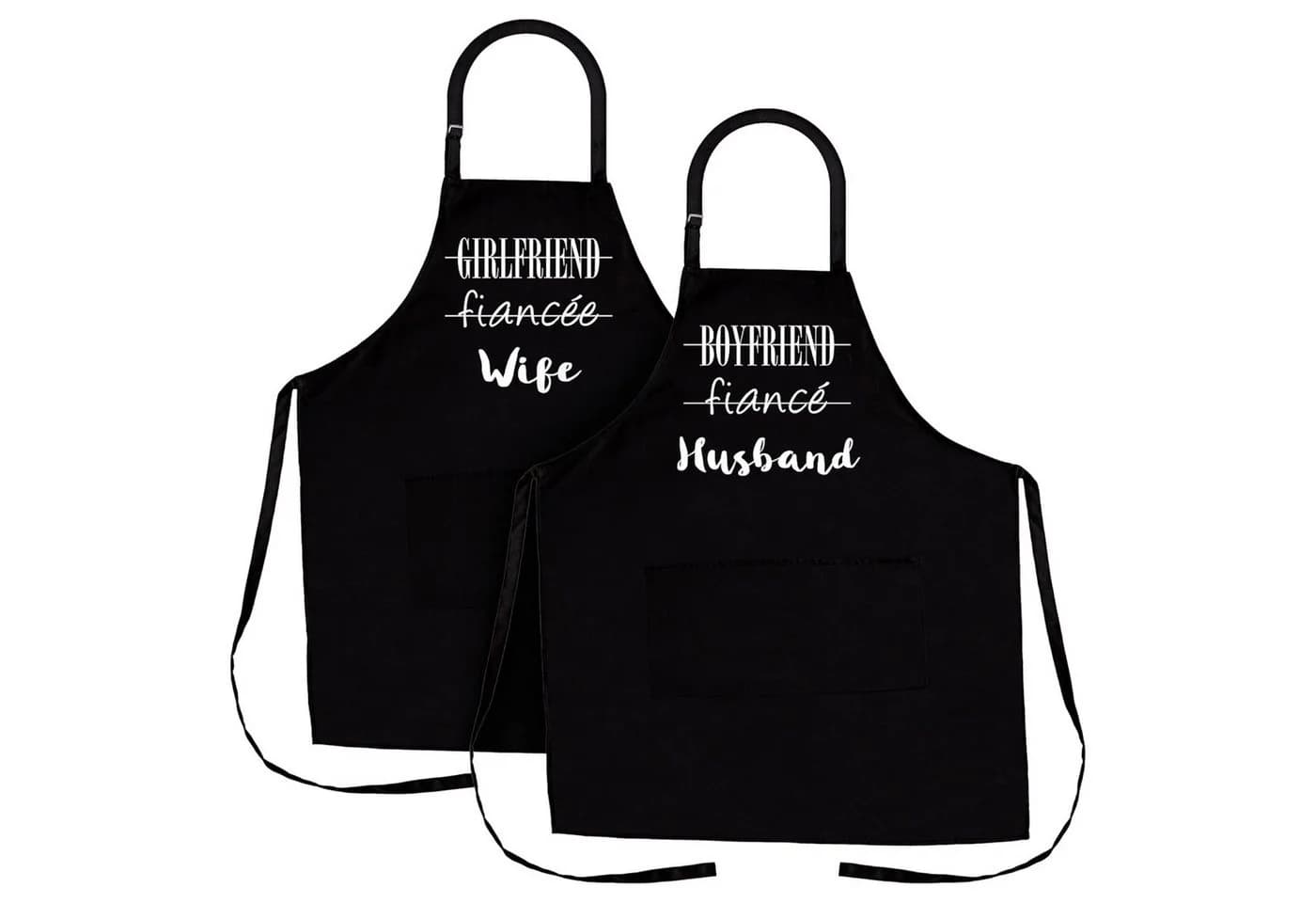 nomsum Kochschürze 2-tlg. Set für Paare Schwarz Polyester OneSize - Bild 2
