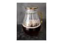 Almina Karaffe aus Glas 1,8 Liter Riffle Design mit goldenem Henkel und Deckel Bild 3
