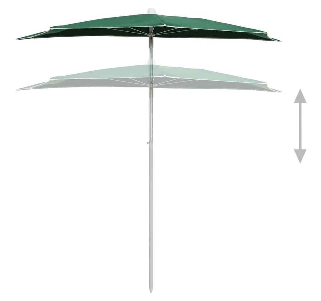 furnicato Sonnenschirm Halb-mit Mast 180x90 cm Grün - Bild 4