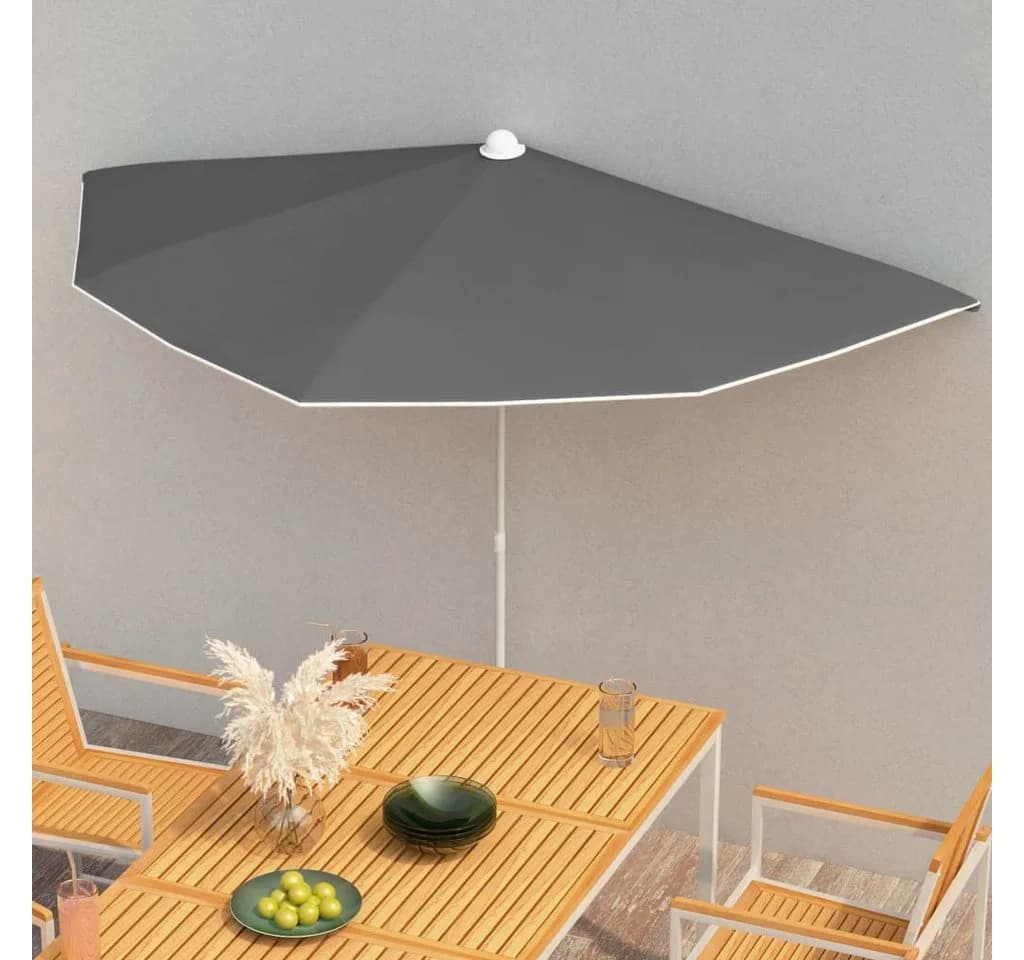 furnicato Sonnenschirm Halb-mit Mast Anthrazit