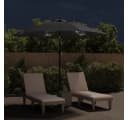 furnicato Sonnenschirm mit LED-Leuchten und Stahlmast 300 cm Anthrazit Bild 3