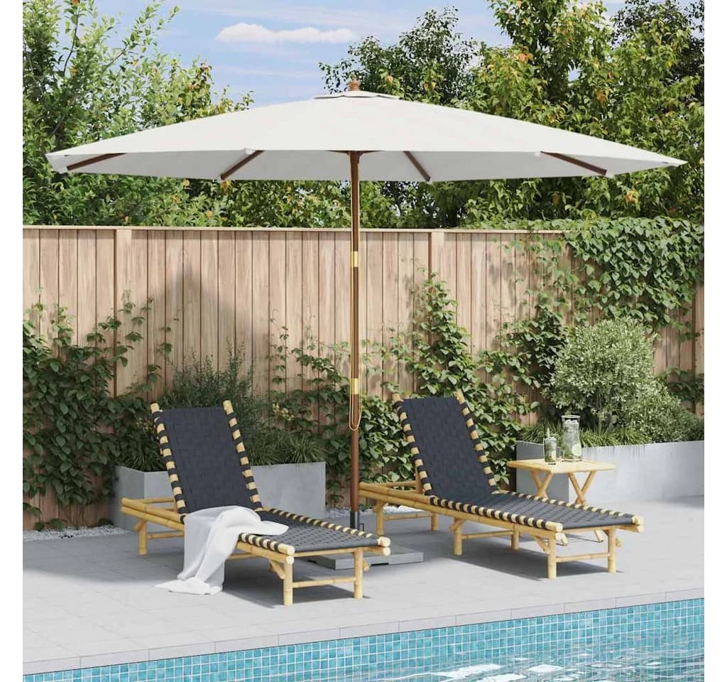 furnicato Sonnenschirm mit Holzmast 350 cm Sandweiß - Bild 2