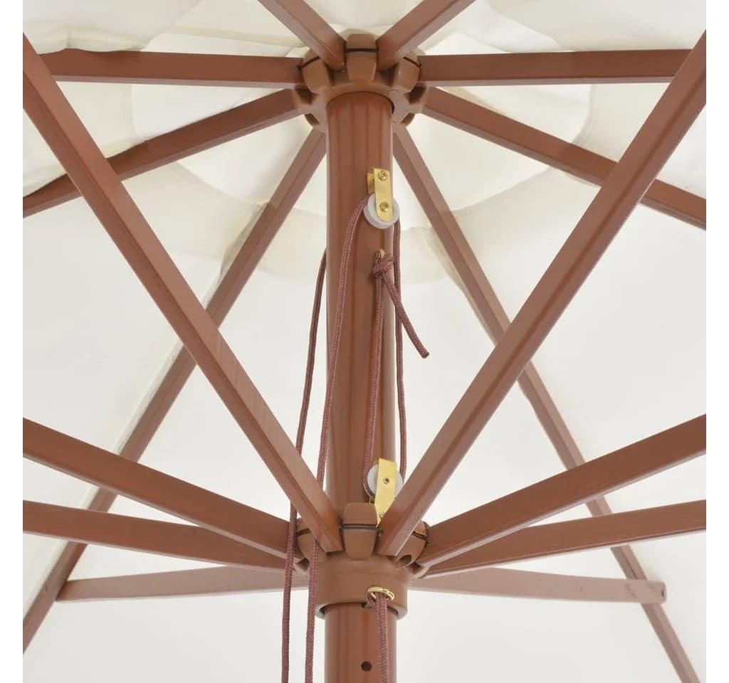 furnicato Sonnenschirm mit Holzmast 350 cm Sandweiß - Bild 3