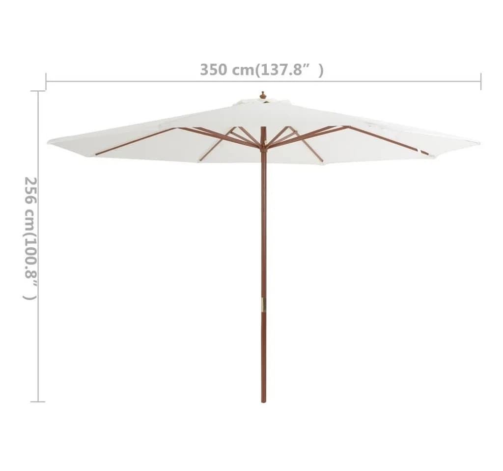 furnicato Sonnenschirm mit Holzmast 350 cm Sandweiß - Bild 4