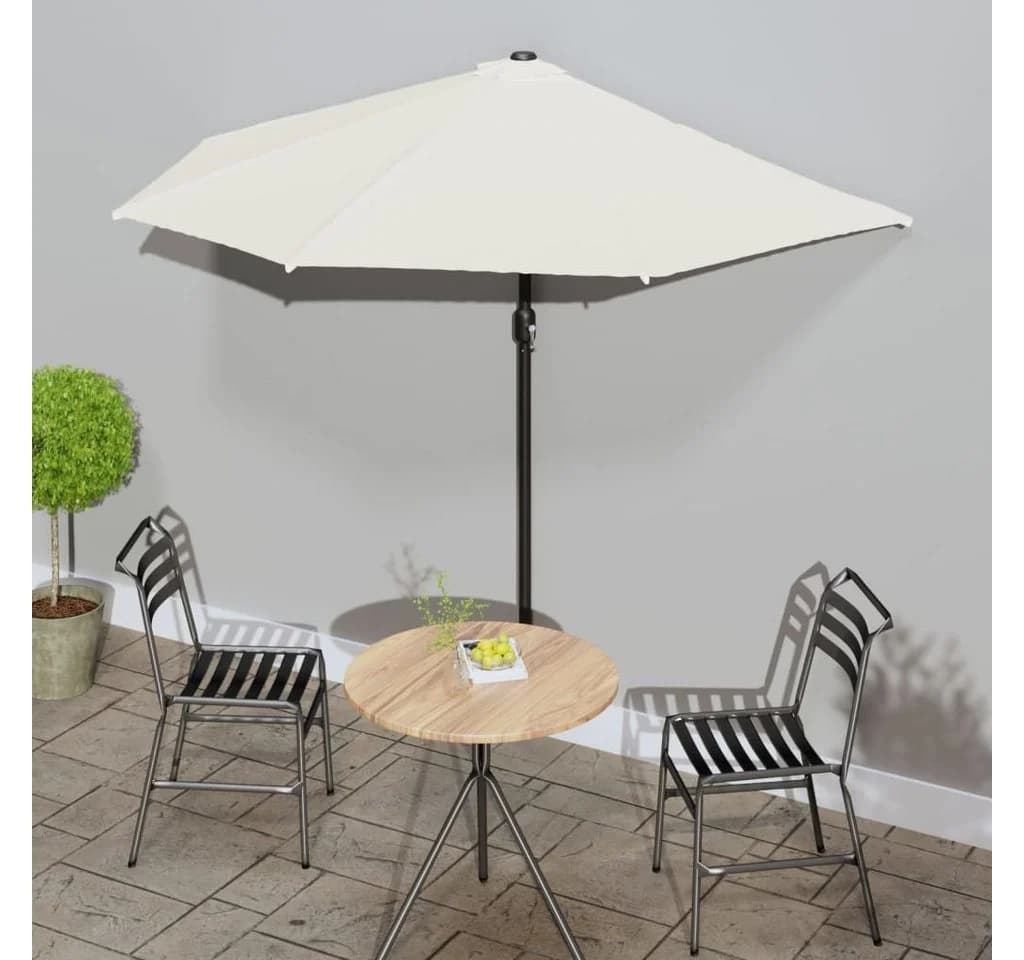 furnicato Sonnenschirm Halbrund Sandfarben mit Alu-Mast
