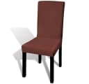 furnicato Stuhlhussen 6er Set Braun Elastisch Knitterfrei Bild 1