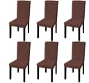 furnicato Stuhlhussen 6er Set Braun Elastisch Knitterfrei Bild 2